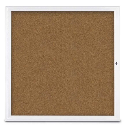 United Visual Products Single Door Radius Corkboard, 48"X48", W UV800348-WHITE-FORBO
