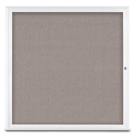 United Visual Products Single Door Radius Corkboard, 48"X48", W UV800348-WHITE-PEARL