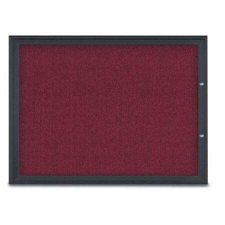 United Visual Products Single Door Radius Plus Corkboard, 48"X UV8003PLUS1-BLACK-DBURGU