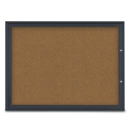 United Visual Products Single Door Radius Plus Corkboard, 48"X UV8003PLUS1-BLACK-FORBO