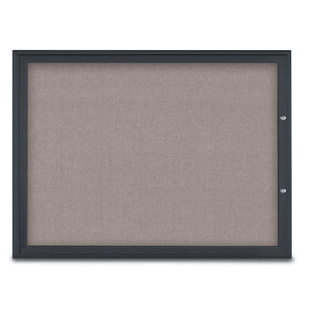 United Visual Products Single Door Radius Plus Corkboard, 48"X UV8003PLUS1-BLACK-PEARL