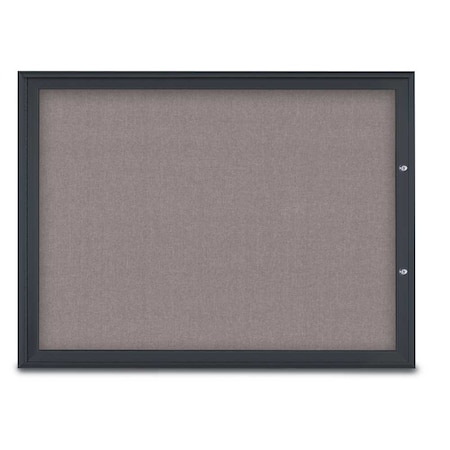 United Visual Products Single Door Radius Plus Corkboard, 48"X UV8003PLUS1-BLACK-SURF