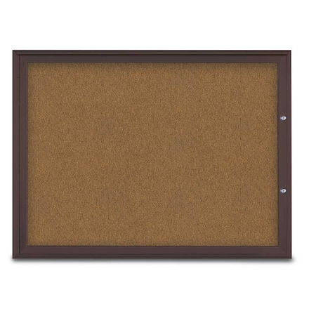 United Visual Products Single Door Radius Plus Corkboard, 48"X UV8003PLUS1-BRONZE-FORBO