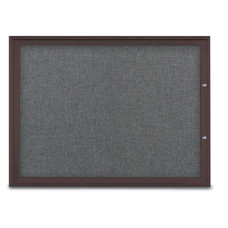 United Visual Products Single Door Radius Plus Corkboard, 48"X UV8003PLUS1-BRONZE-MEDGRY