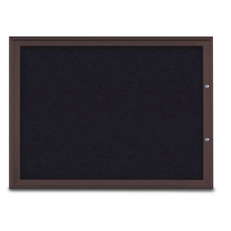 United Visual Products Single Door Radius Plus Corkboard, 48"X UV8003PLUS1-BRONZE-RUBBER