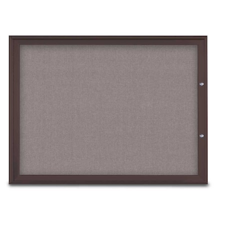 United Visual Products Single Door Radius Plus Corkboard, 48"X UV8003PLUS1-BRONZE-SURF