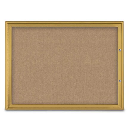 United Visual Products Single Door Radius Plus Corkboard, 48"X UV8003PLUS1-GOLD-BUFF