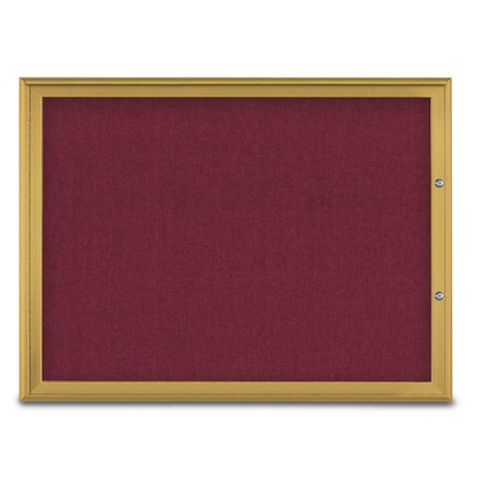 United Visual Products Single Door Radius Plus Corkboard, 48"X UV8003PLUS1-GOLD-DBURGU