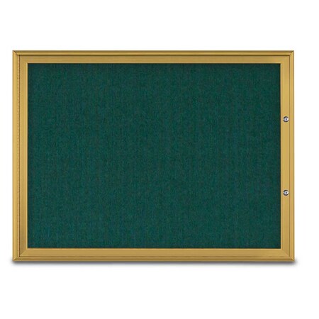United Visual Products Single Door Radius Plus Corkboard, 48"X UV8003PLUS1-GOLD-DRKSPR