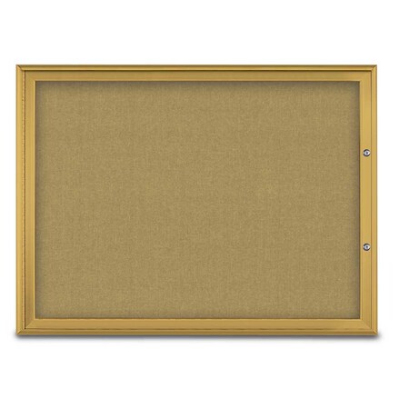 United Visual Products Single Door Radius Plus Corkboard, 48"X UV8003PLUS1-GOLD-KEYLIME