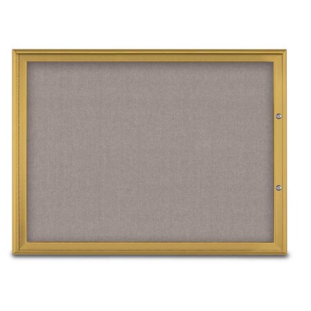 United Visual Products Single Door Radius Plus Corkboard, 48"X UV8003PLUS1-GOLD-PEARL