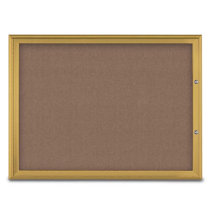 United Visual Products Single Door Radius Plus Corkboard, 48"X UV8003PLUS1-GOLD-PUMICE