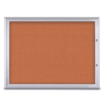 United Visual Products Single Door Radius Plus Corkboard, 48"X UV8003PLUS1-SATIN-APRICOT