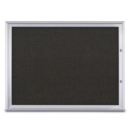 United Visual Products Single Door Radius Plus Corkboard, 48"X UV8003PLUS1-SATIN-BLACK
