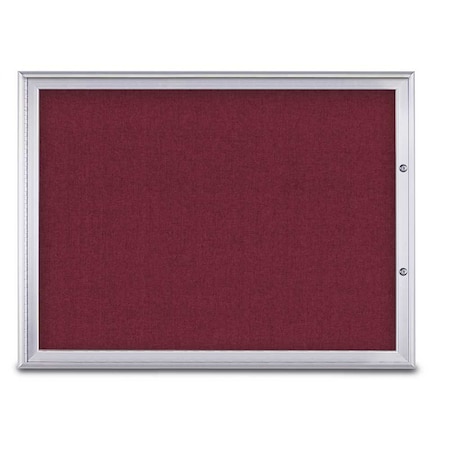 United Visual Products Single Door Radius Plus Corkboard, 48"X UV8003PLUS1-SATIN-DBURGU