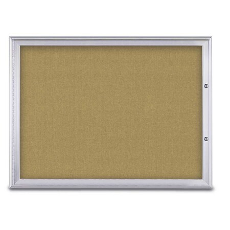 United Visual Products Single Door Radius Plus Corkboard, 48"X UV8003PLUS1-SATIN-KEYLIME