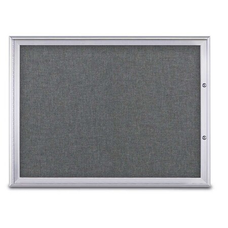 United Visual Products Single Door Radius Plus Corkboard, 48"X UV8003PLUS1-SATIN-MEDGRY
