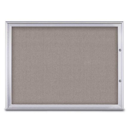United Visual Products Single Door Radius Plus Corkboard, 48"X UV8003PLUS1-SATIN-PEARL