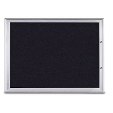 United Visual Products Single Door Radius Plus Corkboard, 48"X UV8003PLUS1-SATIN-RUBBER