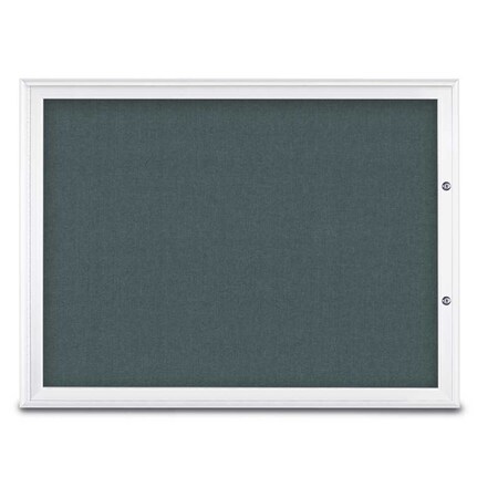 United Visual Products Single Door Radius Plus Corkboard, 48"X UV8003PLUS1-WHITE-BLSPRU