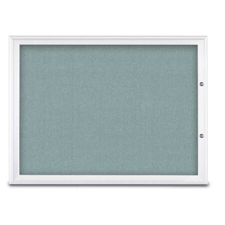 United Visual Products Single Door Radius Plus Corkboard, 48"X UV8003PLUS1-WHITE-CLOUD