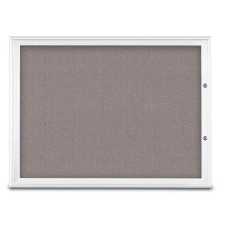 United Visual Products Single Door Radius Plus Corkboard, 48"X UV8003PLUS1-WHITE-SURF