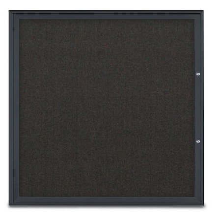 United Visual Products Single Door Radius Plus Corkboard, 48"X UV8003PLUS48-BLACK-BLACK