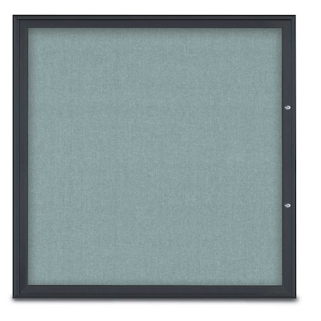 United Visual Products Single Door Radius Plus Corkboard, 48"X UV8003PLUS48-BLACK-CLOUD