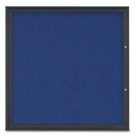 United Visual Products Single Door Radius Plus Corkboard, 48"X UV8003PLUS48-BLACK-COBACC