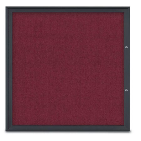 United Visual Products Single Door Radius Plus Corkboard, 48"X UV8003PLUS48-BLACK-DBURGU