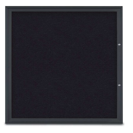 United Visual Products Single Door Radius Plus Corkboard, 48"X UV8003PLUS48-BLACK-RUBBER