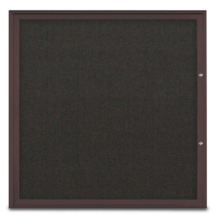 United Visual Products Single Door Radius Plus Corkboard, 48"X UV8003PLUS48-BRONZE-BLACK