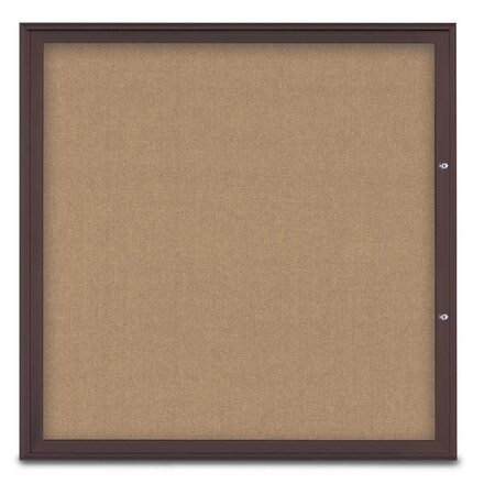 United Visual Products Single Door Radius Plus Corkboard, 48"X UV8003PLUS48-BRONZE-BUFF
