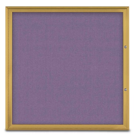 United Visual Products Single Door Radius Plus Corkboard, 48"X UV8003PLUS48-GOLD-AMETHY