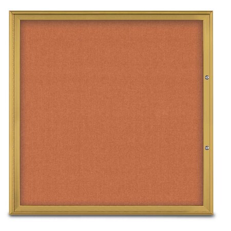 United Visual Products Single Door Radius Plus Corkboard, 48"X UV8003PLUS48-GOLD-APRICOT