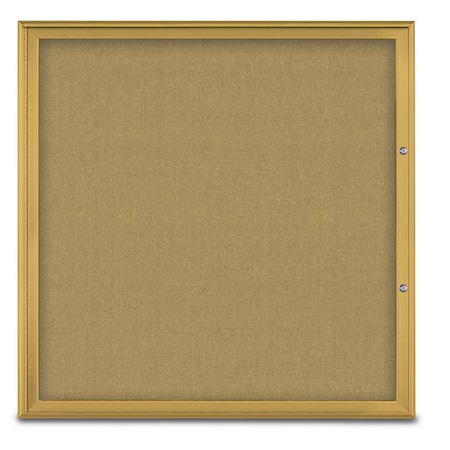 United Visual Products Single Door Radius Plus Corkboard, 48"X UV8003PLUS48-GOLD-KEYLIME