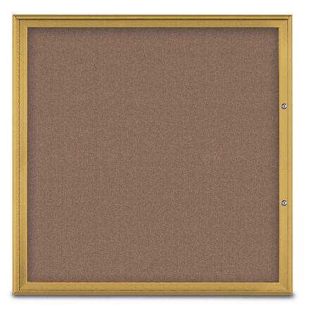 United Visual Products Single Door Radius Plus Corkboard, 48"X UV8003PLUS48-GOLD-PUMICE