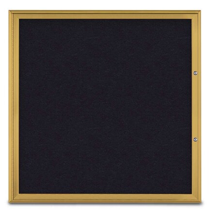 United Visual Products Single Door Radius Plus Corkboard, 48"X UV8003PLUS48-GOLD-RUBBER