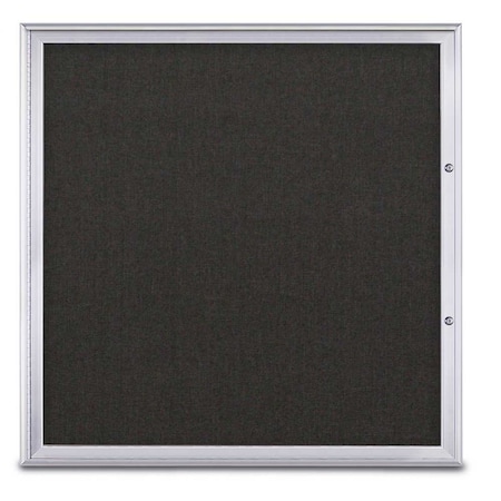 United Visual Products Single Door Radius Plus Corkboard, 48"X UV8003PLUS48-SATIN-BLACK