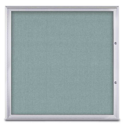 United Visual Products Single Door Radius Plus Corkboard, 48"X UV8003PLUS48-SATIN-CLOUD
