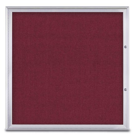 United Visual Products Single Door Radius Plus Corkboard, 48"X UV8003PLUS48-SATIN-DBURGU