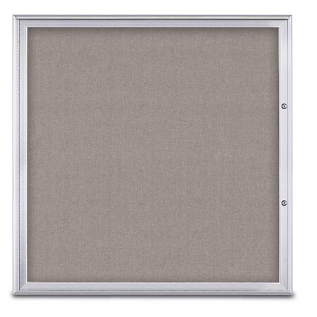 United Visual Products Single Door Radius Plus Corkboard, 48"X UV8003PLUS48-SATIN-PEARL