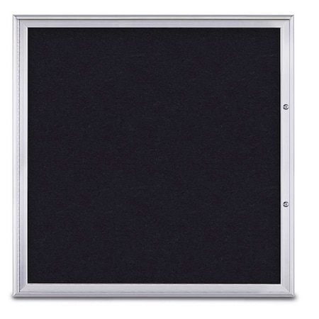 United Visual Products Single Door Radius Plus Corkboard, 48"X UV8003PLUS48-SATIN-RUBBER