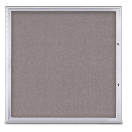 United Visual Products Single Door Radius Plus Corkboard, 48"X UV8003PLUS48-SATIN-SURF