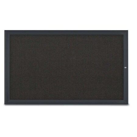 United Visual Products Single Door Radius Corkboard, 60"X36", B UV80041-BLACK-BLACK