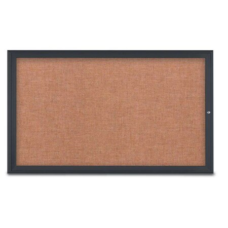 United Visual Products Single Door Radius Corkboard, 60"X36", B UV80041-BLACK-CINNABA