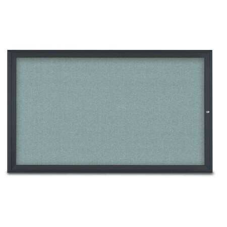 United Visual Products Single Door Radius Corkboard, 60"X36", B UV80041-BLACK-CLOUD