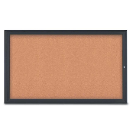 United Visual Products Single Door Radius Corkboard, 60"X36", B UV80041-BLACK-CORK
