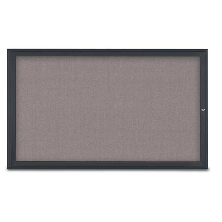 United Visual Products Single Door Radius Corkboard, 60"X36", B UV80041-BLACK-SURF