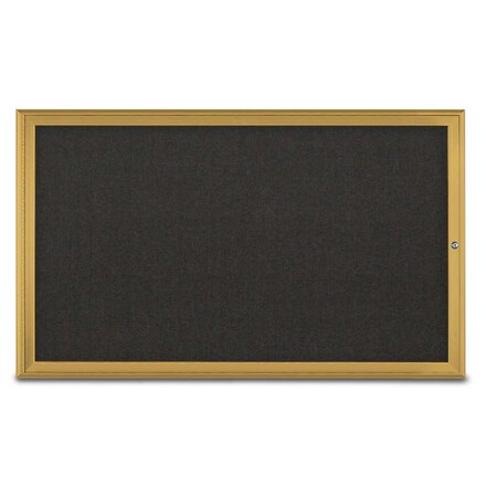 United Visual Products Single Door Radius Corkboard, 60"X36", G UV80041-GOLD-BLACK
